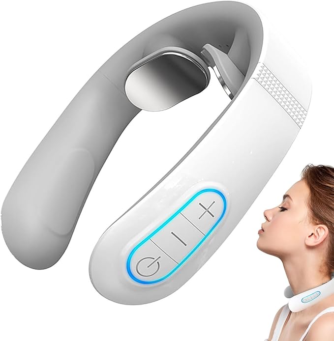 Neck Massager Acupoints Lymphatic Drainage Machine 12 Modes for Pain Relief Portable Neck Massager for Women &amp Men - Blue