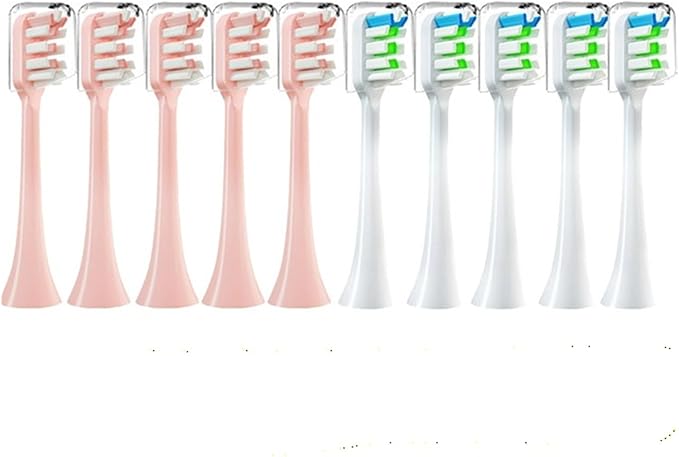 10PCS Replacement Brush Heads Compatible for SOOCAS X3/X3U/X5 Toothbrush Soft Suitable Vacuum Bristle Nozzles(5Pink 5White)