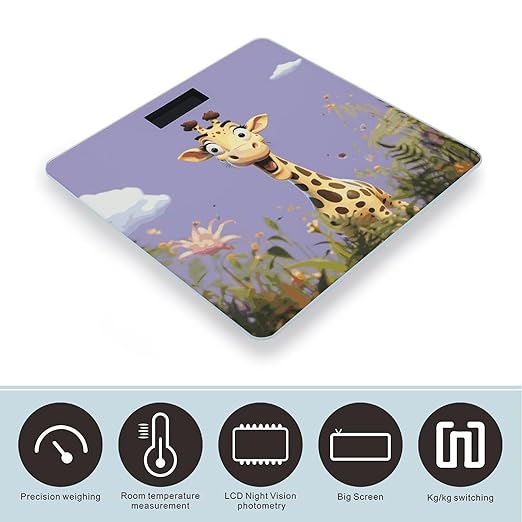 Happy Giraffe Weight Scale Digital Electronic Scales Bathroom Scale Larg LCD Backlight Display High Precision MeasurementsTempered Glass