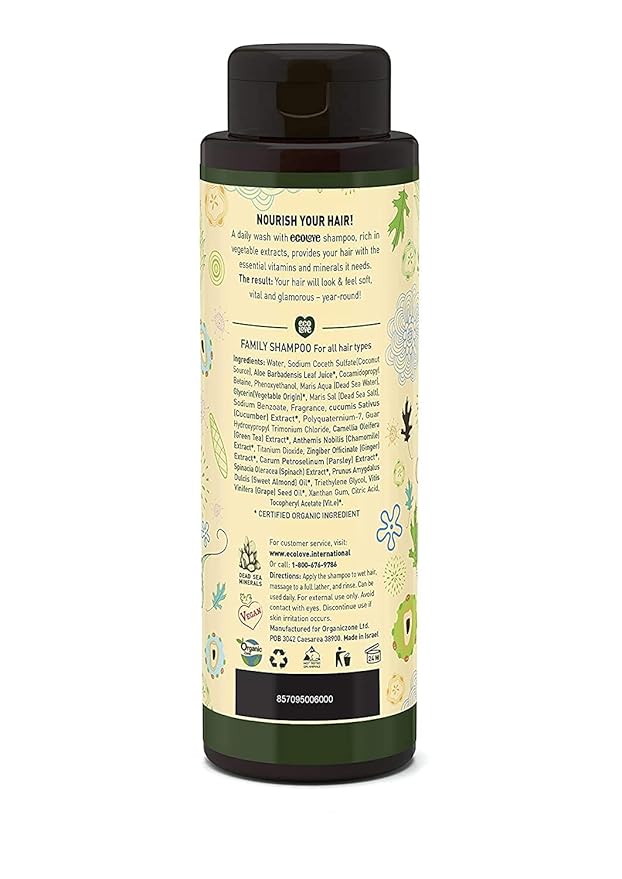 ecoLove - Natural Shampoo &amp Moisturizing Body Wash Set for Dry Skin - With Organic Cucumber - No SLS or Parabens - Vegan and Cruelty-Free Shower Gel 17.6 oz
