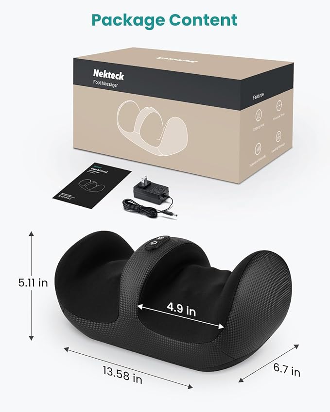Nekteck Foot Massager with Heat &amp Foot Roller Shiatsu Calf Leg Massager for Circulation and Neuropathy Pain Relief for Feet Care Home Office Gadgets Relaxing Massage Tools Gifts for Women Men Mom