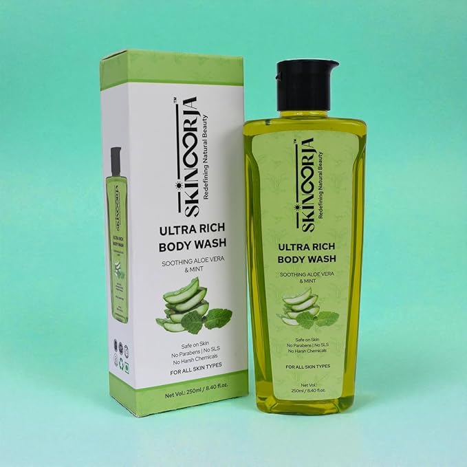 BEMT Ultra Rich Body Wash with Aloe Vera &amp Mint – Gentle Cleansing Refreshing &amp Moisturizing Formula – Honey Green Tea Tea Tree &amp Peppermint – No SLS No Parabens No Silicones – 250 m