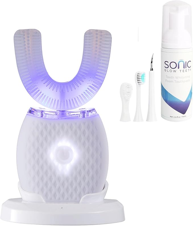 Automatic Toothbrush for Adults - Ultrasonic Electric Toothbrush Rechargeable Waterproof Design with Soft Bristles &amp 30s Timer Wireless Charging Portable Travel &amp Home Use (White)