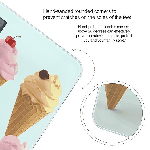 Ice Cream Cones Weight Scale Digital Electronic Scales Bathroom Scale Larg LCD Backlight Display High Precisio MeasurementsTempered Glass