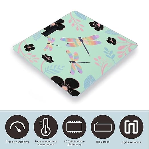 Dragonfly Weight Scale Cute Bathroom Scale for Body Highly Accurate Digital Weighing Machine for People Compact LCD Display Scales with Sturdy Toughened Glass Scales
