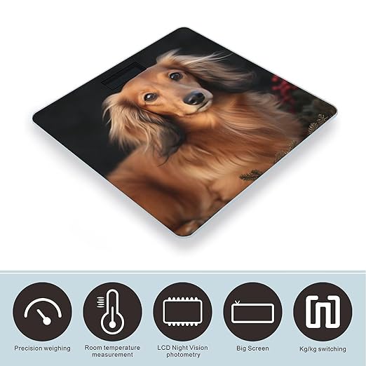 Digital Bathroom Scale for Body Weight Scale with Bright LCD Display High Accuracy Step-On Technology Auto On/Off Long Haired Dachshund Digital Scales 400 Lbs /180kg