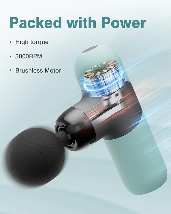 Morelax Mini Massage Gun Portable Deep Tissue Muscle Percussion Massager Electric Handheld Sport Massager with 6 Massage Heads 4 Speed Best Gift (Blue)