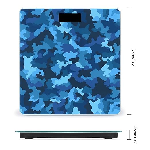 Blue Camo Weight Scale Large Bathroom Scales Digital Weight with Bright LED Display Non Slip Automatic Weighing Scale Fashion Weighing Machine for Body