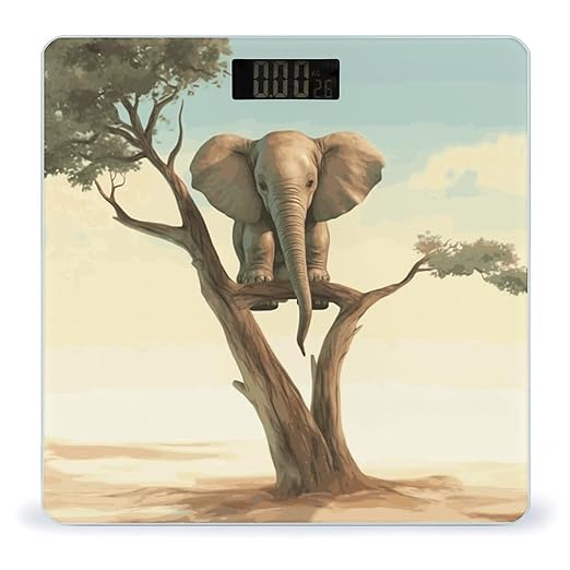Digital Bathroom Scale for Body Weight Scale with Bright LCD Display High Accuracy Step-On Technology Auto On/Off Little Elephant on Tree Digital Scales 400 Lbs /180kg