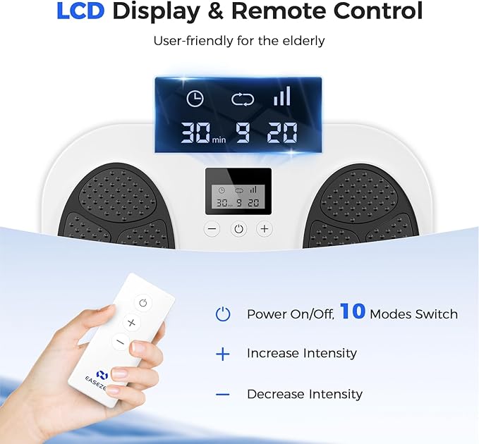 Foot Massager for Neuropathy Rechargeable TENS EMS Foot Stimulator with 10 Modes 20 Intensities Feet Circulation Stimulator for Neuropathy Plantar Fasciitis Gifts for Mom Dad