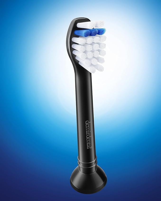 demirdental Mini Extra Soft Replacement Brush Heads Compatible with Philips Sonicare – Small Black Toothbrush Heads for Very Sensitive Teeth &amp Gums – Replaces HX6088eb – 8 Pack