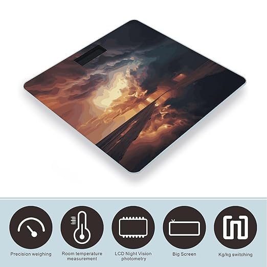 Dark Clouds Under Rainbow Weight Scale Digital Electronic Scales Bathroom Scale Larg LCD Backlight Display High Precisio MeasurementsTempered Glass