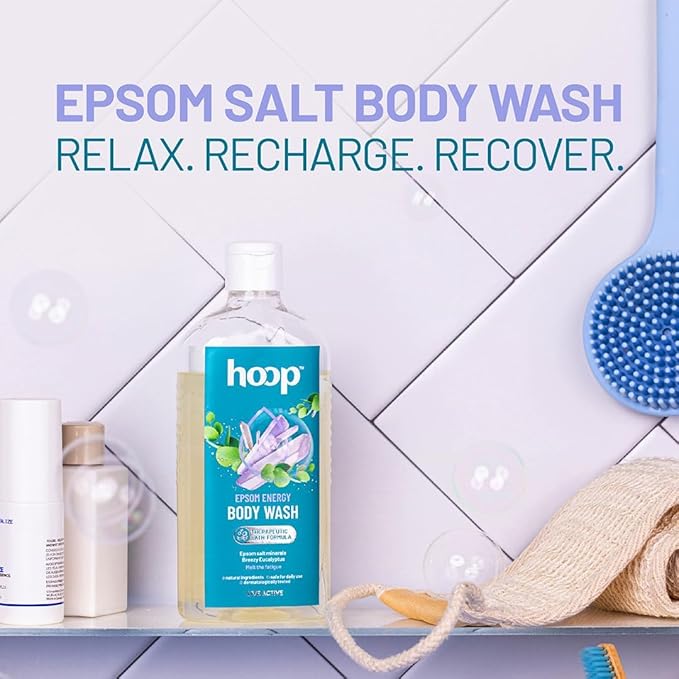 hoop Epsom Body Wash | Epsom Salt Infused Body Wash for Shower Hand &amp Foot Soak Workout Recovery Bath Salt Relaxation Skin Feet Lavender | 300 ml