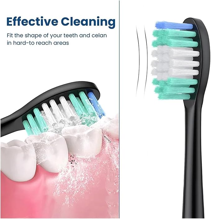 10 Pieces Large Brush Head Crescent-Shaped Bristles Compatible for Aquasonic Series Electric Toothbrush Soft Bristle Deep(White)