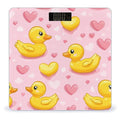 Yellow Rubber Ducks Love Hearts Digital Bathroom Scale for Body Weight Lighted LCD Display Round Corner