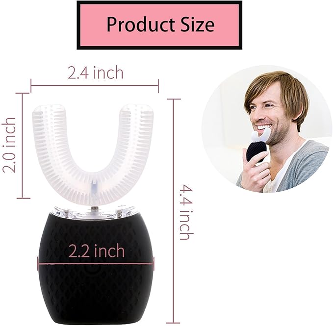 Ultrasonic Toothbrush for Adults - Automatic Electric Toothbrush with Soft Bristles &amp 30s Timer Rechargeable Portable Design with Wireless Charging Waterproof &amp Washable for Travel &amp Home