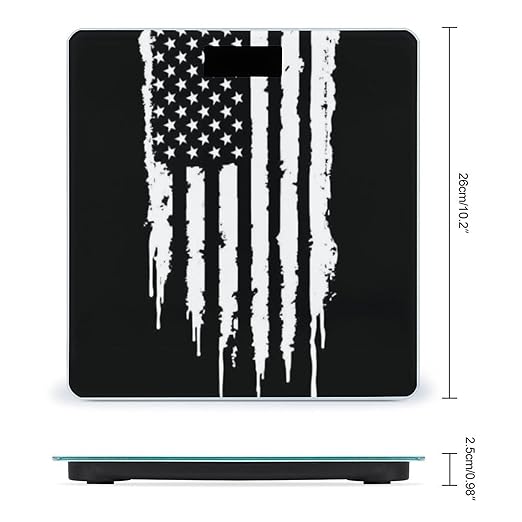 Energy Saving Scale Bathroom Weighing Scale Smart Scale for Body Weight Digital Black and White Gun Design American Flag