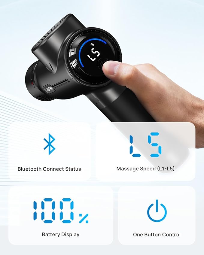 RENPHO Massage Gun with Heat and Cold Portable Percussion Muscle Deep Tissue Massager with Charging Stand Active+ Thermacool Deluxe