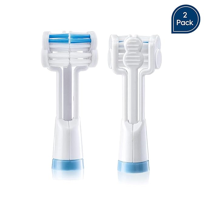 Triple Bristle Brush and Bite Handle Replacement Brush Head Combo | Special Needs &amp Autism Mouth Prop Toothbrush | Ergonomic Handle w/Bite Block | Patented 3 Head Design | Kids &amp Adults