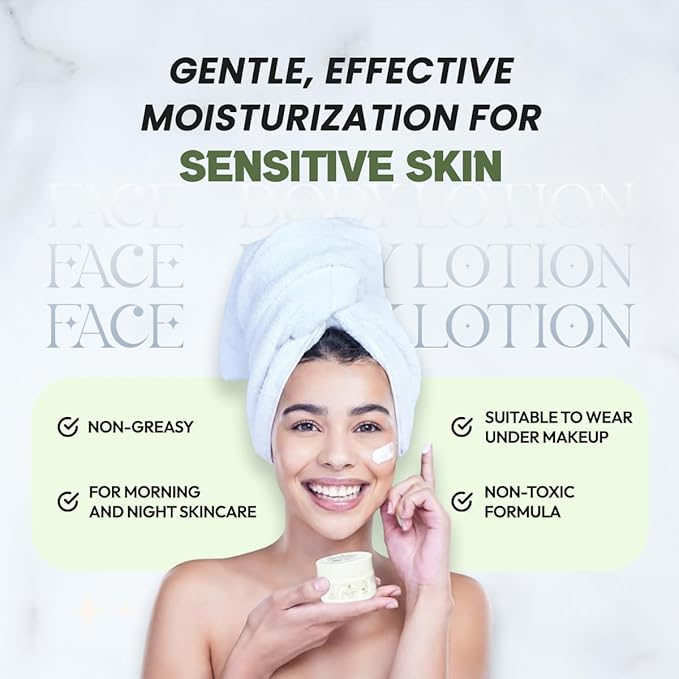 Vegan Body Wash &amp Face + Body Moisturizing Cream – Organic Aloe &amp Shea Non-Toxic Fragrance Free Sensitive Skin Made in USA