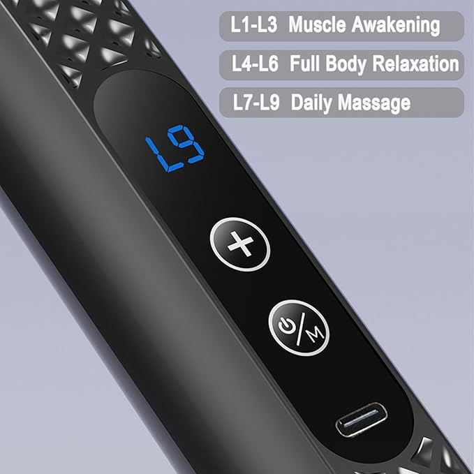 Massage Gun with Upgraded Extension Handle Massage Gun Deep Tissue - Back Massager for Pain Relief Deep Tissue Muscles/Neck/Shoulders/Waist/Legs Massager 5 Replaceable Heads &amp 9 Speed Levels