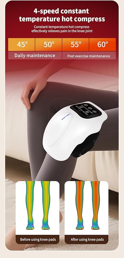 Knee MassagerCordless Heated 4 Vibration Modes &amp 4 Heating Levels LED Screen &amp Adjustable Straps Massage with Heat for Relief Ideal Gift for Men Women