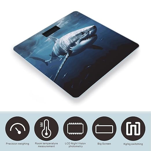 Great White Shark Smart Scale for Body Weight Accurate Bathroom Scale with LED Display Digital Weight Scales Weighing Machine High Precision Scales for Bath Home
