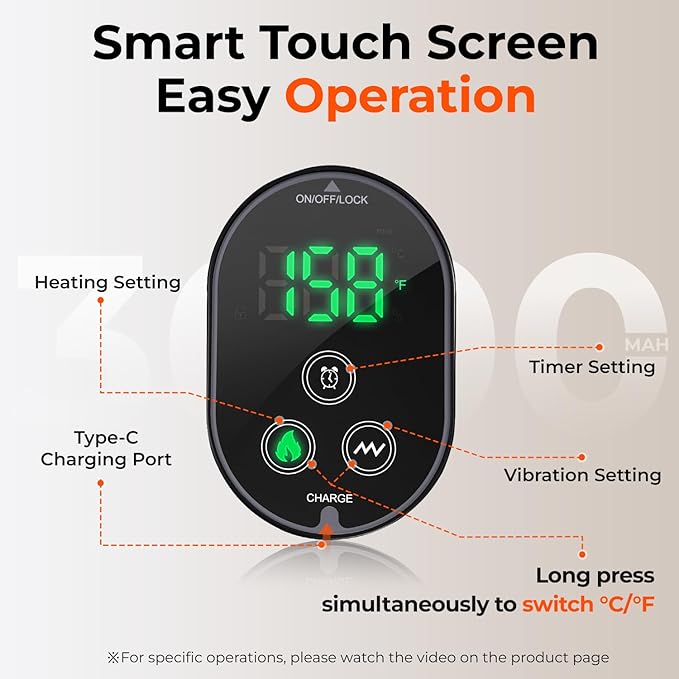 Cordless Ankle Massager for Pain Relief - 3-in-1 Foot Renew Triple Method Massager with 6 Heating and 3 Vibration Levels 3000mAh Rechargeable Battery Auto Shut-Off Gifts for Women Men Grey