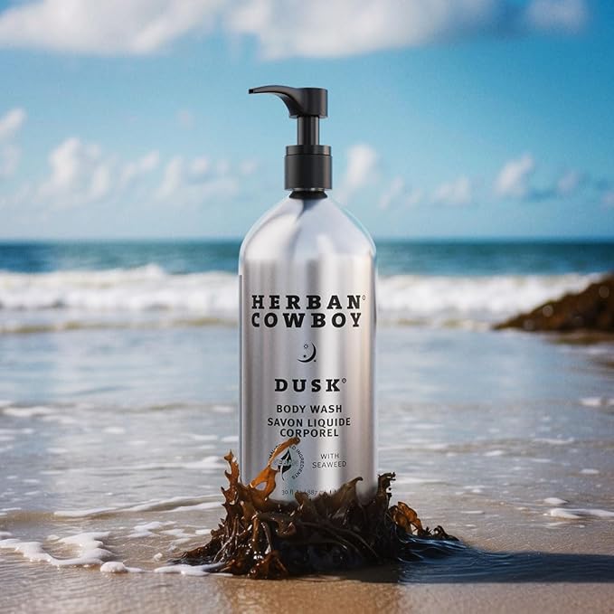 Herban Cowboy Body Wash Rich Cologne Scent Enhanced with Plant-Powered Ingredients Vegan Body Wash (Dusk 30 Ounce Aluminum Bottle)