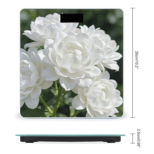 Flower White Weight ScaleClear LED Display Bathroom Digital Weighing ScaleTempered Glass Digital Bathroom Scale for Body Weight Capacity Up to 400 Lbs