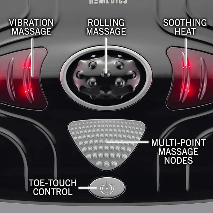 HoMedics Vibration Foot Massager – Heated Portable Foot Massager Machine Soothing Heat with Multi-Point Sensations and Toe-Touch Control