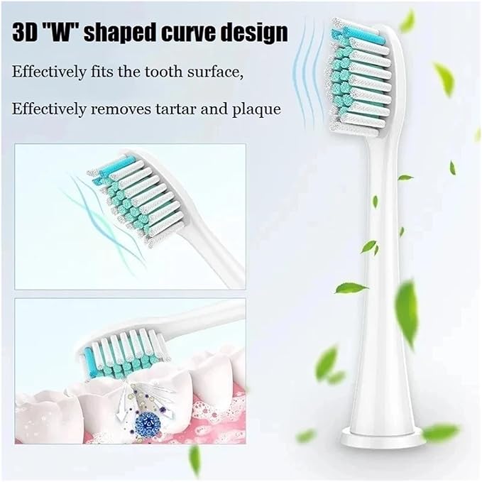 Replacement Brush Heads Compatible for HX3/HX6/HX9 Series Electric Toothbrush HX6064(8Pcs White)