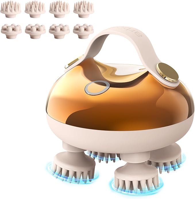 arboleaf Electric Scalp Massager Head Massager Scalp Stress Relax 5 in 1 Kneading 128 Massage Nodes Waterproof Hair Massage with 8 Removable Claws Cat Scratcher Gift for Dad Mom