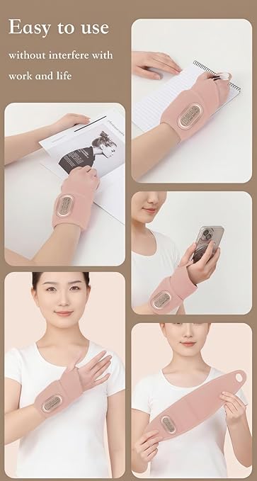 Cordless Heating Wrist Pad Wrap for Arthritis and Carpal Tunnel Rechargeable 3000mAh battery 2-Hour Usage Heated Wrist Wrap Massager for ArthritisRelieve ankle painTherapy Brace for Wrist to Woman