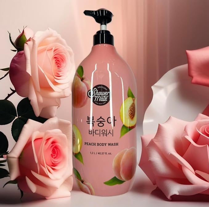 Shower Mate Peach Body Wash Pink 40.57 fl oz Fruit-Scented Bath and Shower Gel 1.2L
