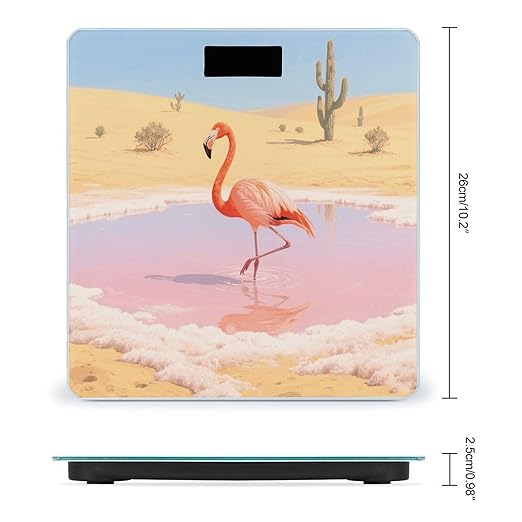 Orange Flamingo in Salt Lake Weight Scale Cute Bathroom Scale for Body Highly Accurate Digital Weighing Machine for People Compact LCD Display Scales with Sturdy Toughened Glass Scales