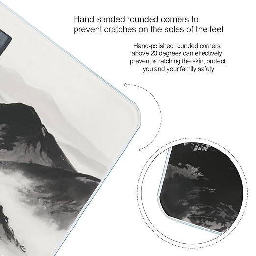 Black and White Mountain Bathroom Scale for Body Weight LCD Display Digital Bathroom Scale Tempered Glass Bathroom Weight Scales Fashion Smart Scales for Home Bedroom 400 Lb