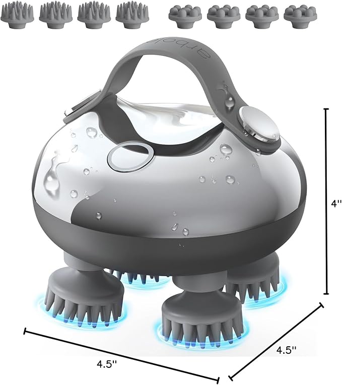 arboleaf Scalp Massager Rechargeable Head Massager Scalp Stress Relax Waterproof Handheld Hair Scratcher with 8 Removable Massage Claws Gift for Dad Mom