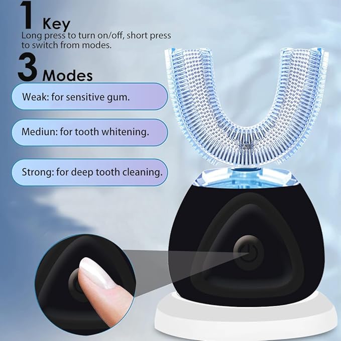 360 Ultrasonic Toothbrush Automatic Toothbrushes Auto Sonic Tooth Brush Teeth whitening Brush with Timer &amp Wireless Charging 360° Ultrasonic Electric Toothbrush for Adult