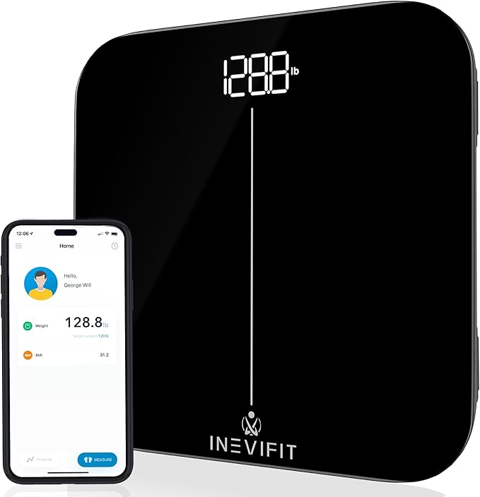 INEVIFIT Strength &amp Wellness Bundle Premium Bathroom Scale &amp 150 LBS Resistance Band Set for Home Workouts
