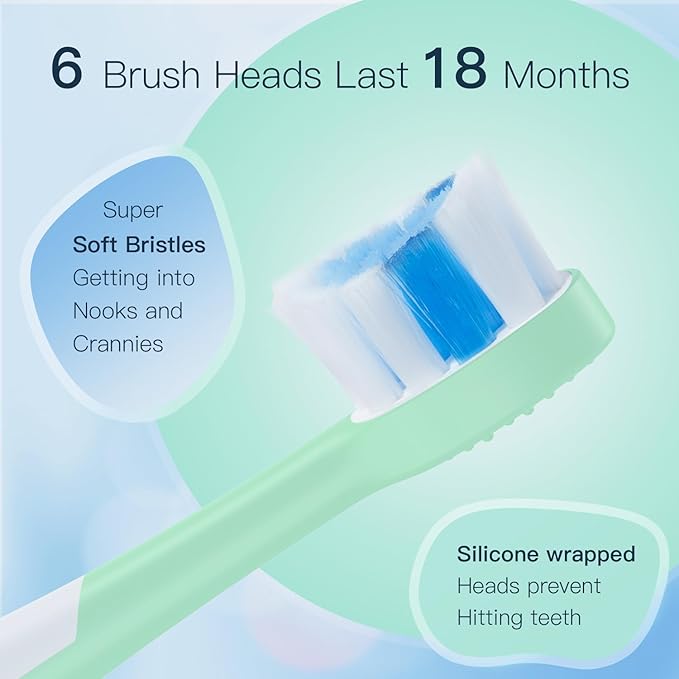 Kids Electric Toothbrushes 2 Pack Smart Sonic Toothbrush for Boys and Girls 3 4 5 6 7 8 9 10 11 12 (Blue+Mint 2 Pack)