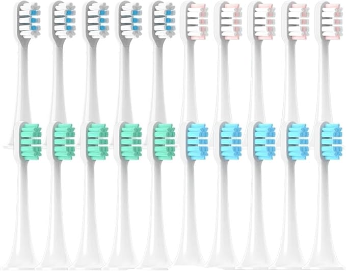 12PCS Compatible for XIAOMI MIJIA T300/T500/T700 Replacement Brush Heads Sonic Electric Tooth Soft Bristle Caps Vacuum Package Nozzles(12Blue)
