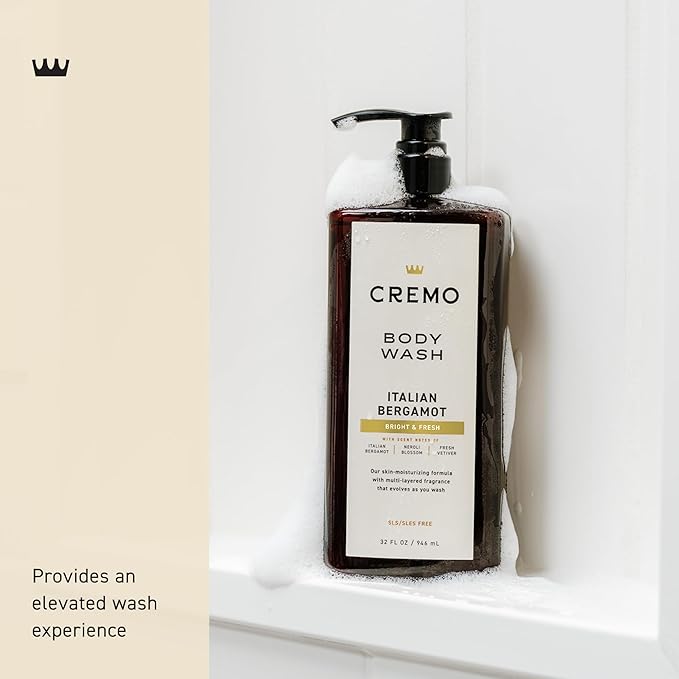 Cremo Rich-Lathering Italian Bergamot Body Wash for MenNotes of Italian BergamotNeroli Blossomand Fresh Vetiver32 Fl Oz(Pack of 2)