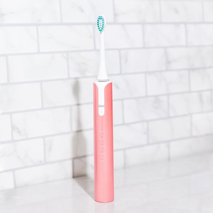 Soniclean Lux Sonic Toothbrush for Adults with 6 Toothbrush Heads Rechargeable Automatic Sonic with Refills Rose Gold
