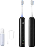 Mova Fresh SweepDrive Electric Toothbrush Rechargeable Electric Power Toothbrush for Adults Intuitive Pressure Sensing 3-in-1 Replacement Brush Head with Holder 30 Days of Battery Life Black