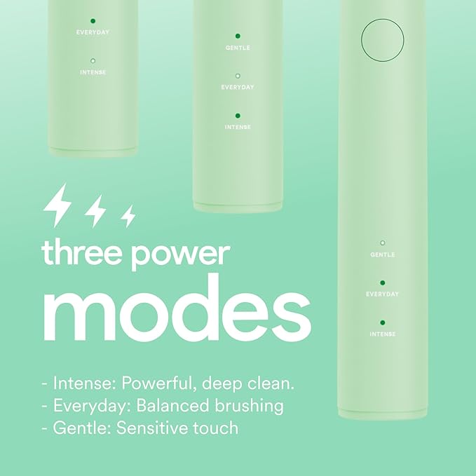 HISMILE Electric Toothbrush 3 Brushing Modes Smart Timer Rechargeable Electric Tooth Brush for Adults and Children Soft-Tapered Bristles Mode Memory (Green)