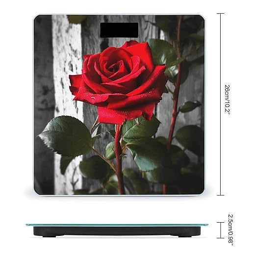 Blooming Red Rose Scale for Body Weight Digital Bathroom Scale Accurate Smart Weight Scales with Large Display Weighing Machine High Precision Scales