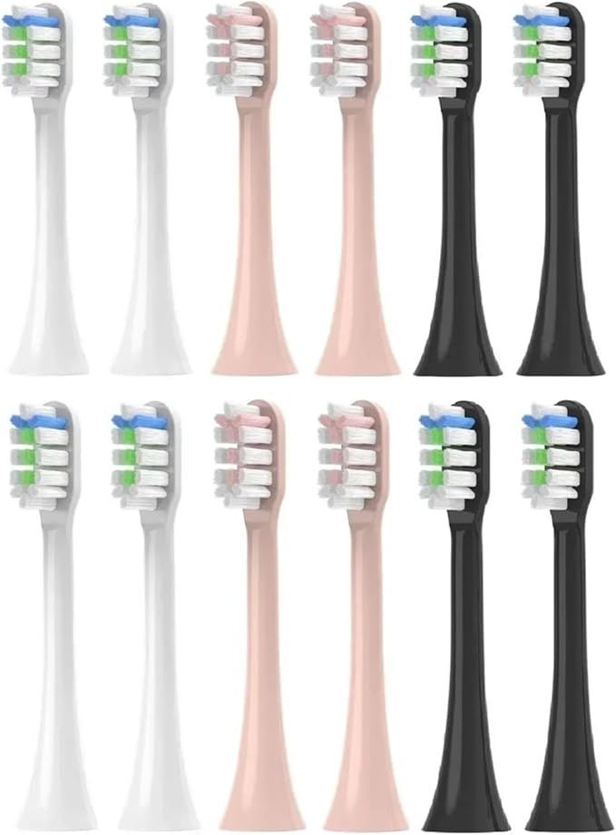 12PCS Replacement Brush Heads for SOOCAS V1/X1/X3/X5/X3U/X3PRO/v1/v2 Sonic Electric Toothbrush Soft(3 Color)