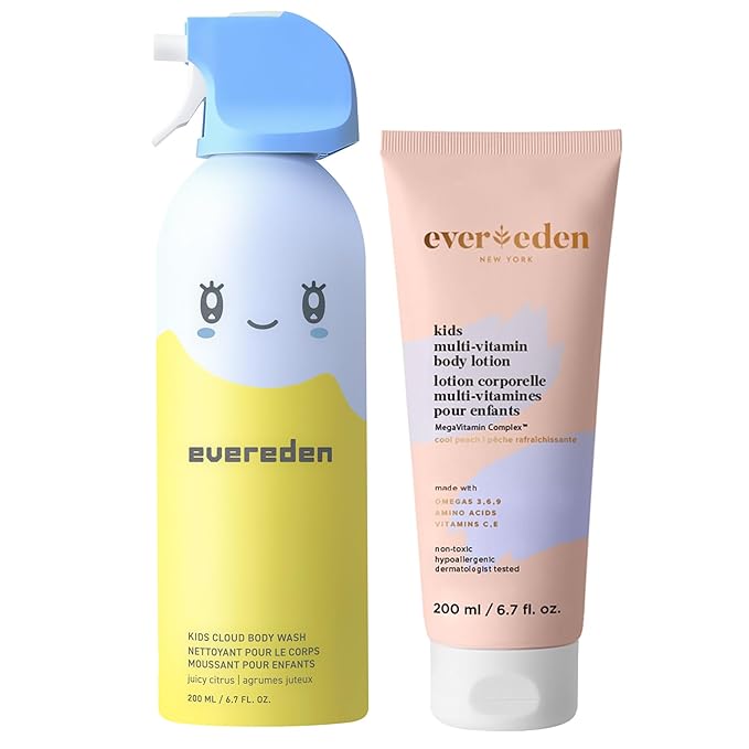 Evereden Kids Cloud Body Wash (6.7 fl. oz. Juicy Citrus) : Creamy Nourishing Cloud-Like Texture and Multi-Vitamin Body Lotion Gentle &amp Non-Toxic Moisturizing Kids Lotion