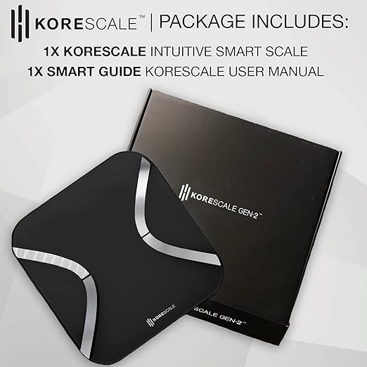 Korescale Gen2 Digital Smart Scale with BMI Body Fat Muscle Mass Weight | Highly Accurate Bathroom Scales Bluetooth Composition Analyzer | Compatible with KoreHealth Apple Health App (Black)